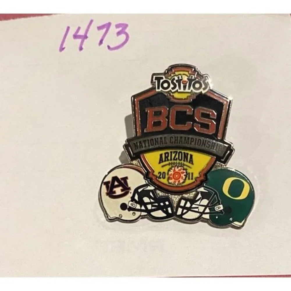 2011 BCS National Championship Pin AZ Auburn Tigers Oregon Ducks Tostitos